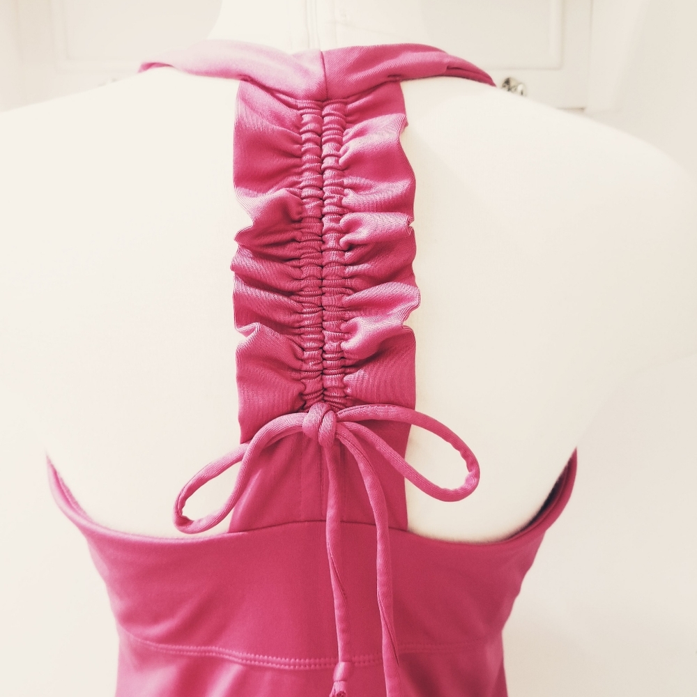 FILA Deep Pink Halter Athletic Tank Top with Ruffled Racerback M - Picture 2 of 7